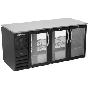 Beverage-Air BB72HC-FG-PT-B 72" Pass Thru Bar Refrigerator - 6 Swinging Glass Doors, Black, 115v