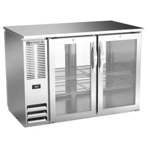 Beverage-Air BBN48HC-FG-PT-S 48" Bar Refrigerator - 4 Swinging Glass Doors, Stainless, 115v