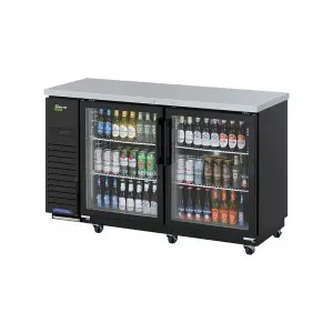 Turbo Air TBB-24-60SGD-N 61 1/8" Bar Refrigerator - 2 Swinging Glass Doors, Black, 115v