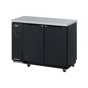 Turbo Air TBB-24-48SBD-N6 49 1/8" Bar Refrigerator - 2 Swinging Solid Doors, Black, 115v