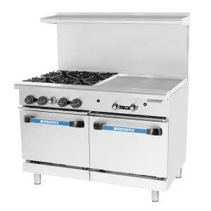 Turbo Air TARG-4B24G 48" 4 Burner Gas Range w/ Griddle & (2) Standard Ovens, Natural Gas