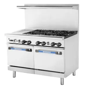 Turbo Air TARG-12G6B 48" 6 Burner Gas Range w/ Griddle & (2) Standard Oven, Natural Gas