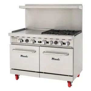 Migali C-RO4B-24GL-NG 48" 4 Burner Gas Range w/ Griddle & (2) Standard Ovens, Natural Gas