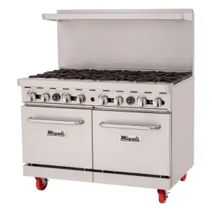 Migali C-RO8B-NG 48" 8 Burner Gas Range w/ (2) Standard Ovens, Natural Gas