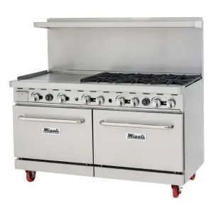 Migali C-RO6B-24GL-NG 60" 6 Burner Gas Range w/ Griddle & (2) Standard Ovens, Natural Gas