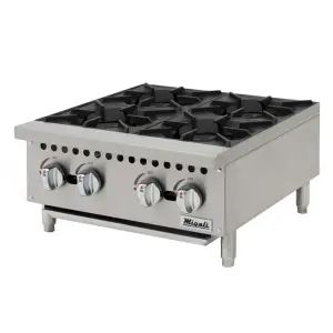Migali C-HP-4B-24 24" Gas Hotplate w/ (4) Burners & Manual Controls, Convertible