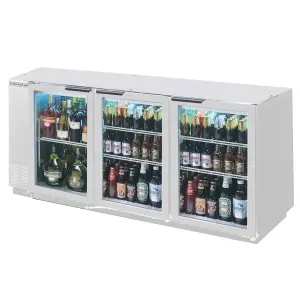 Beverage-Air BB72HC-1-G-S-WINE 72" Stainless Steel Underbar Height Glass Door Back Bar Wine Refrigerator