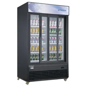 DSM-47SR Commercial Glass Sliding 2-Door Merchandiser Refrigerator in Black